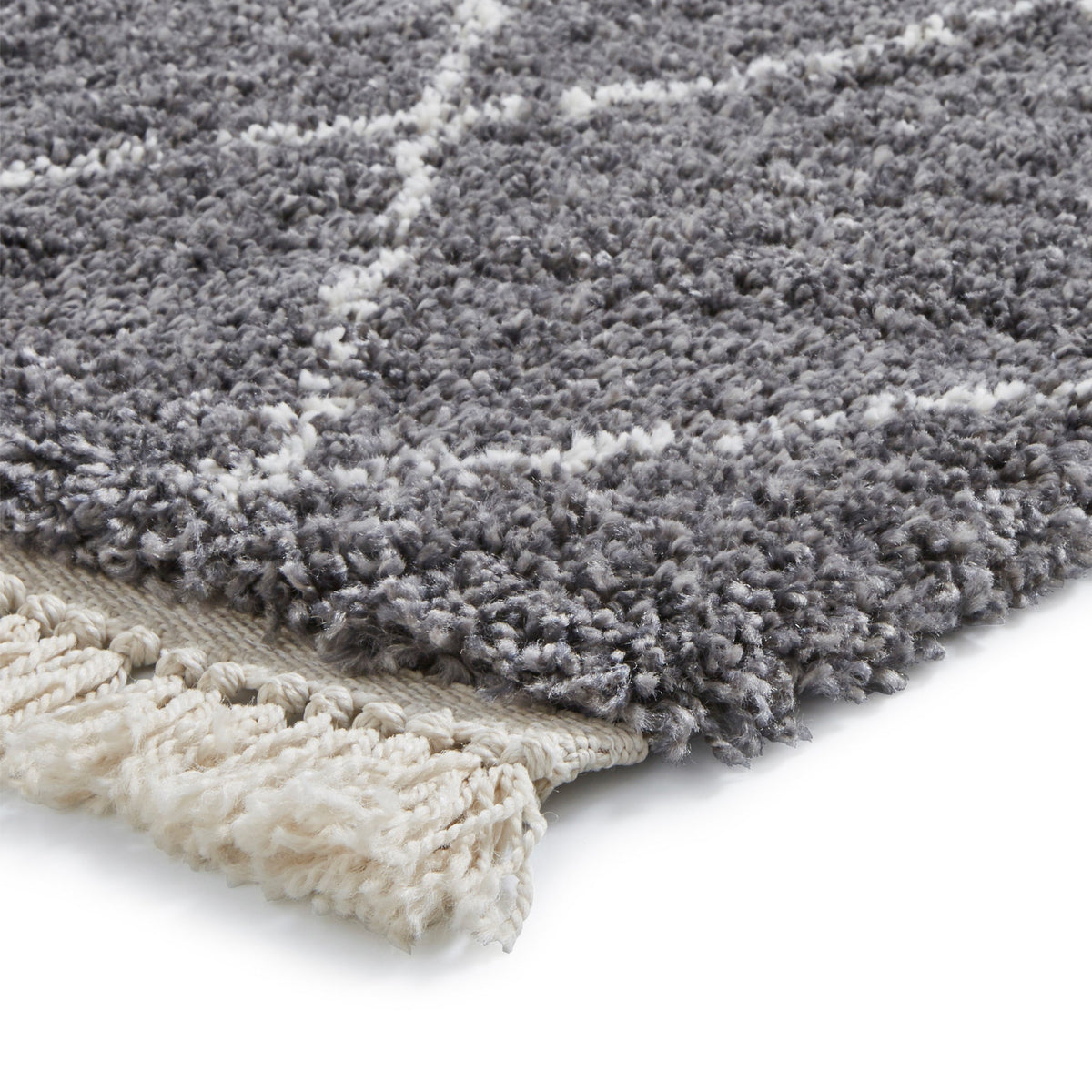Edie Boho Diamond Shaggy Rug