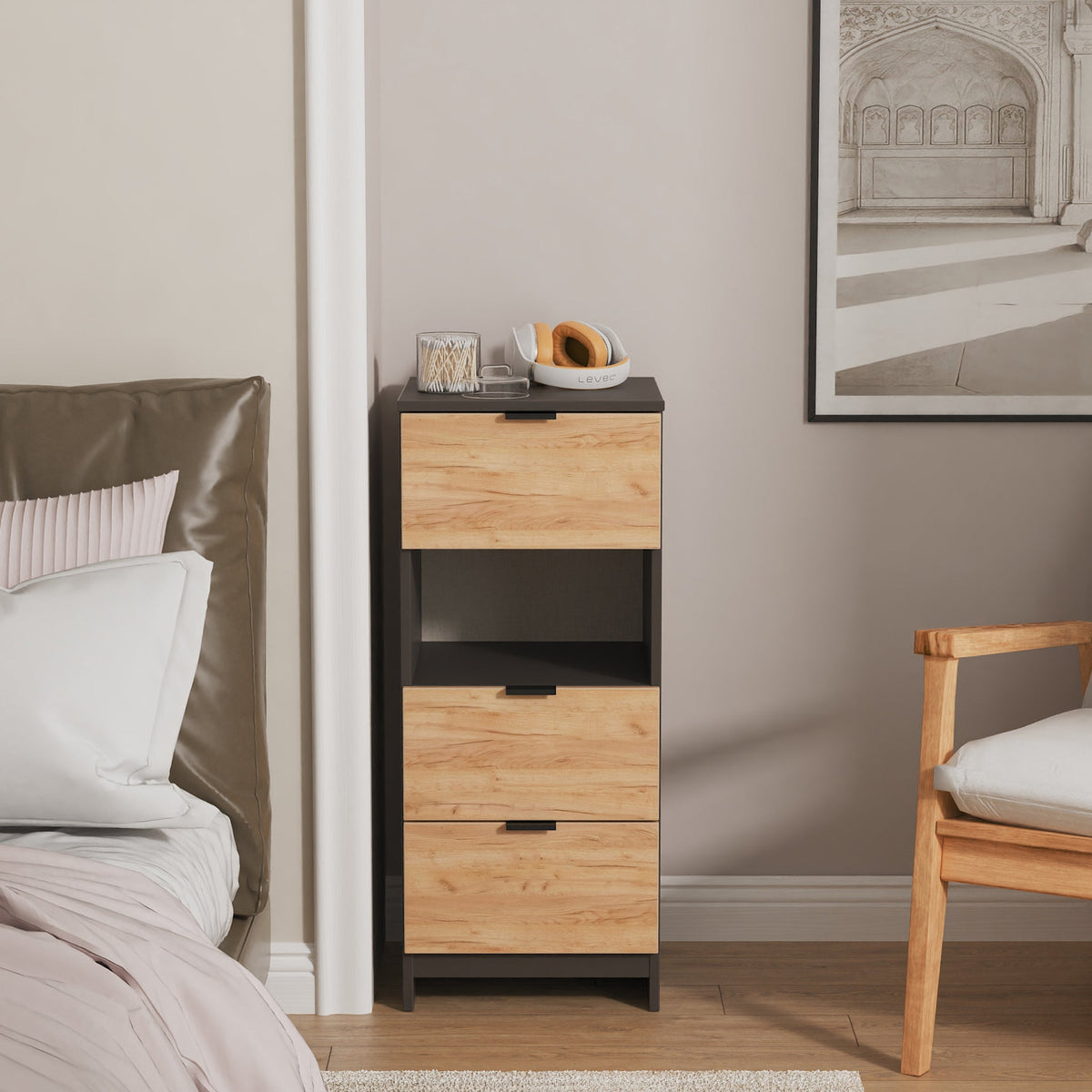 Huxley 3 Drawer Bedside Table