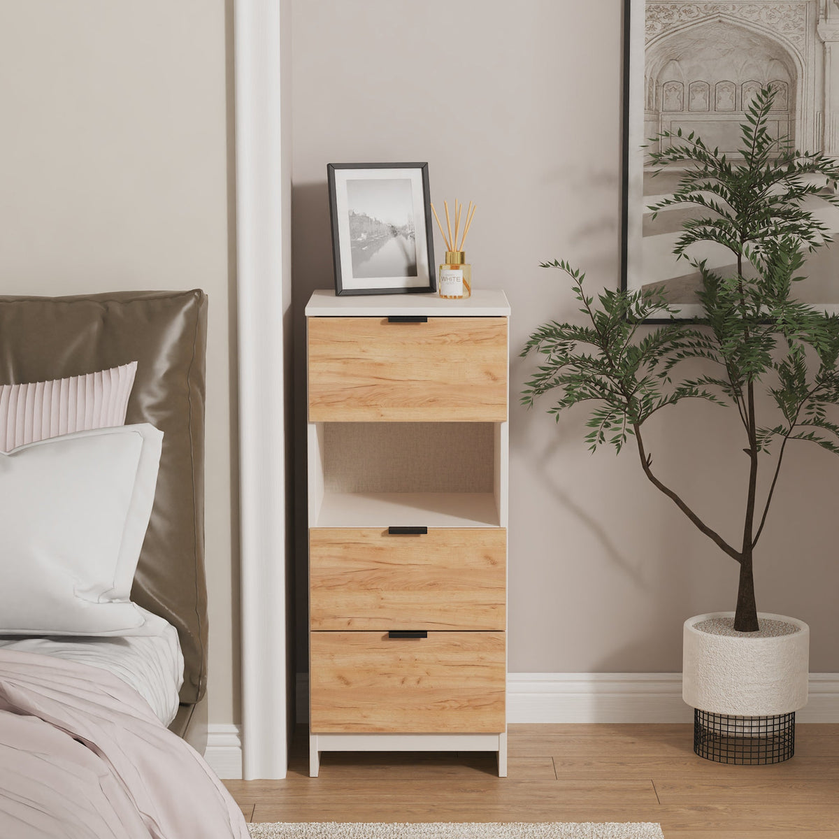 Huxley 3 Drawer Bedside Table
