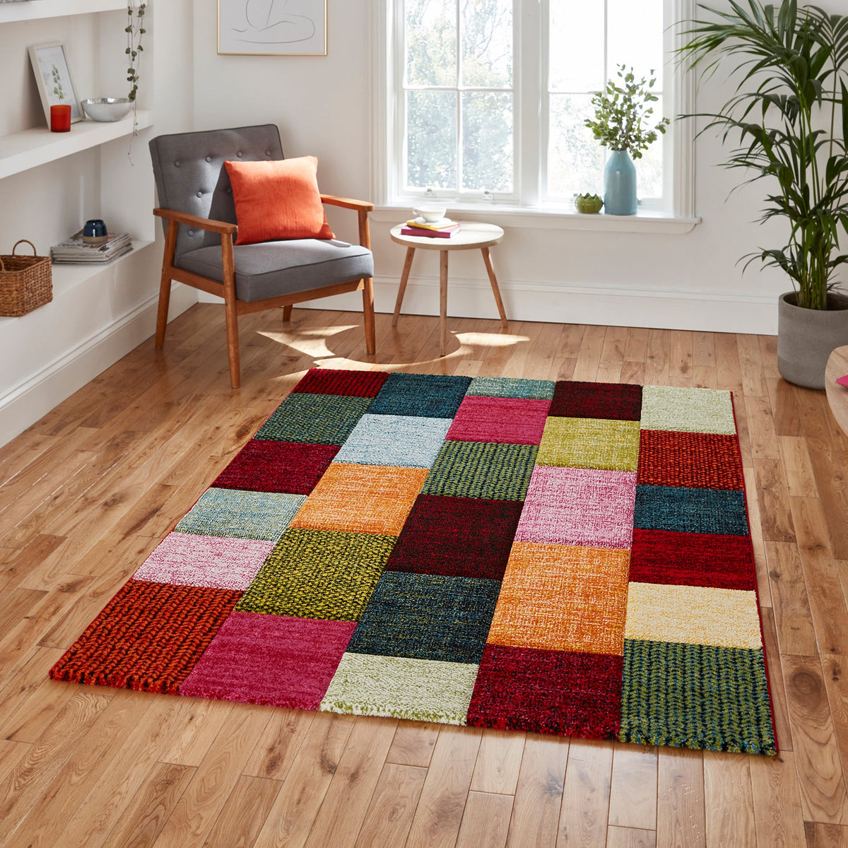Brockton Cube Patterned Hand Carved Rug
