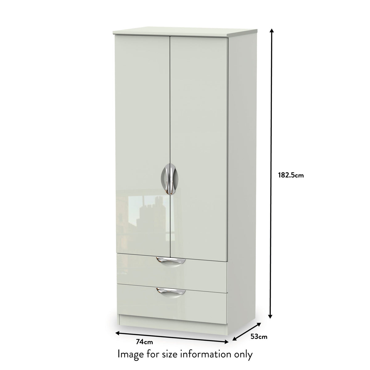 Beckett Gloss 2 Door 2 Drawer Wardrobe