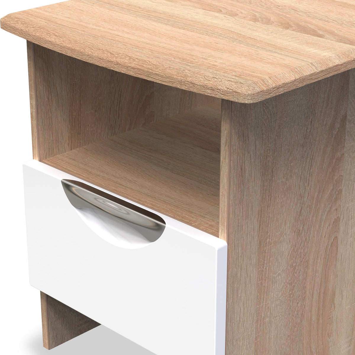 Beckett Gloss 1 Drawer with Open Shelf Lamp Table