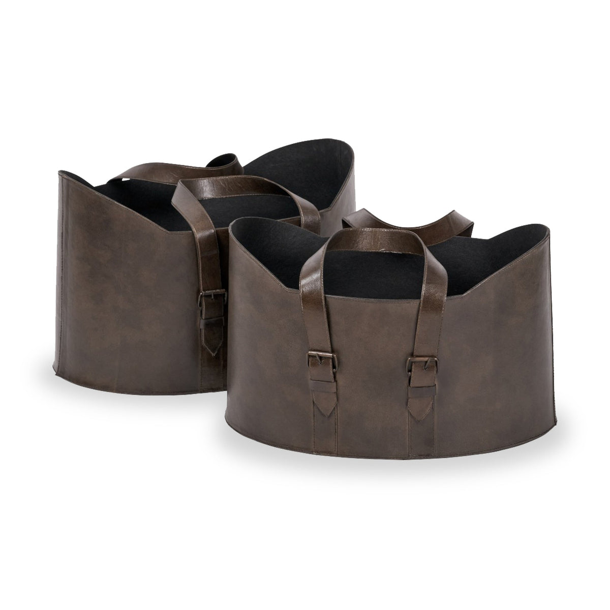 Alessio Peppercorn Leather Handled Storage Set of 2