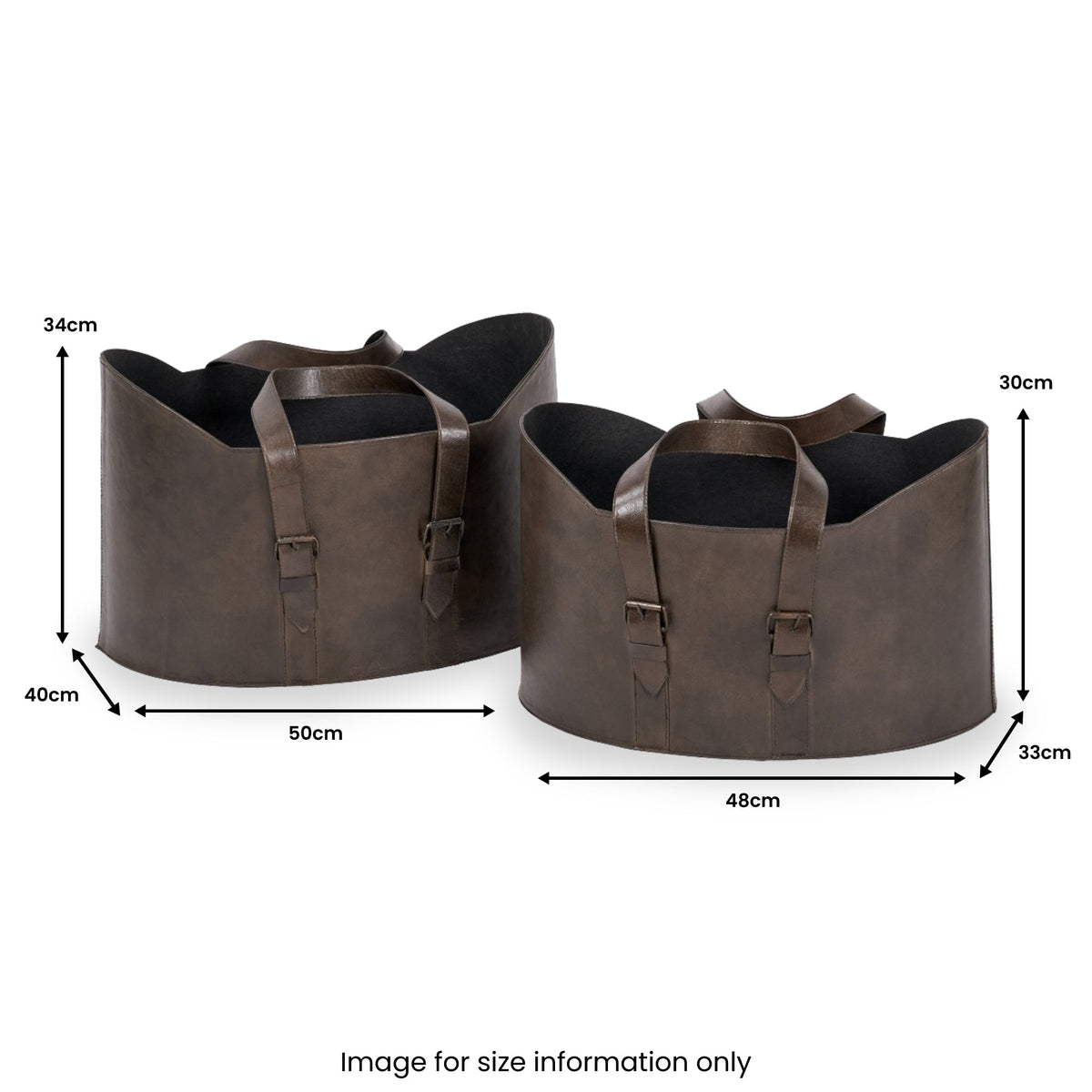 Alessio Peppercorn Leather Handled Storage Set of 2