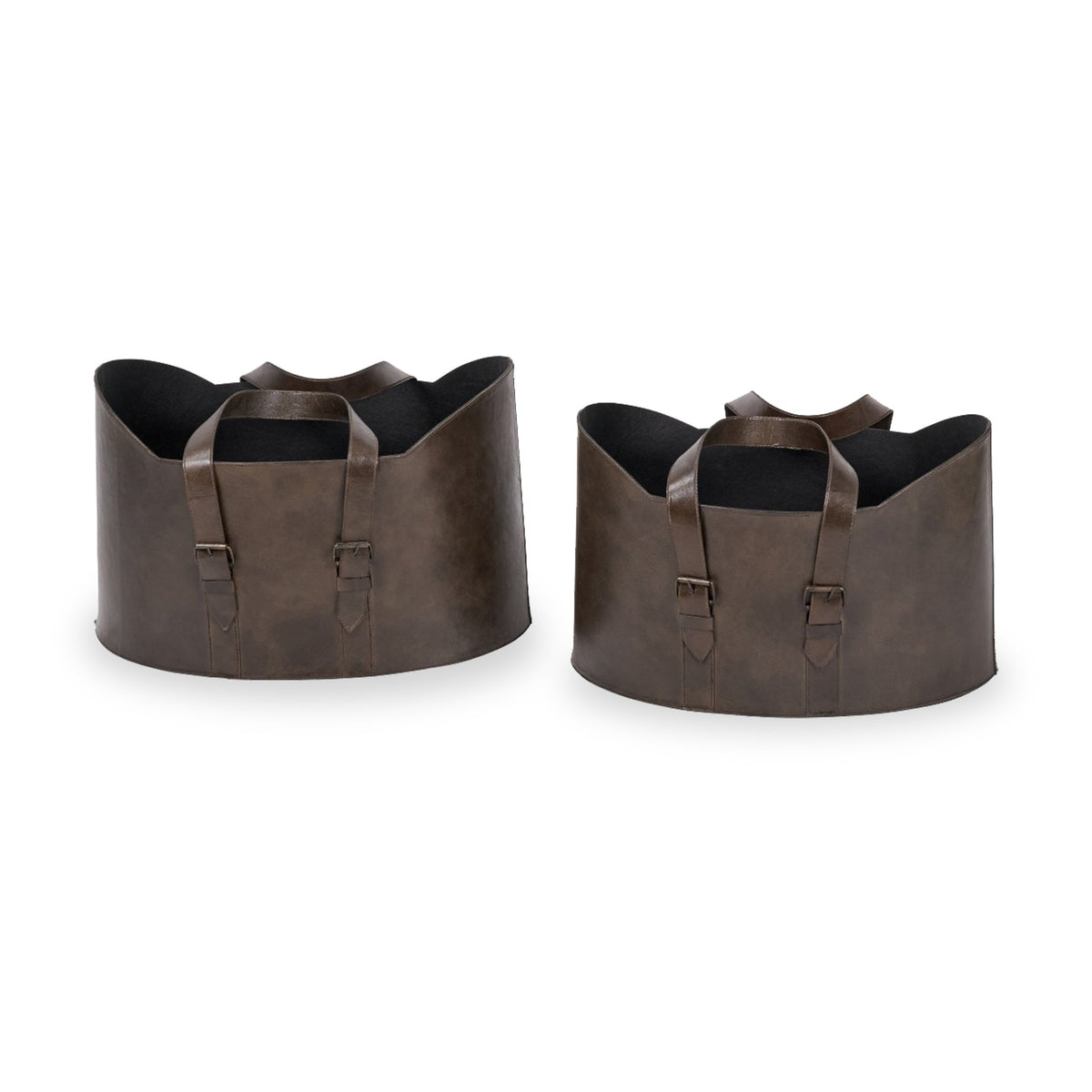 Alessio Peppercorn Leather Handled Storage Set of 2