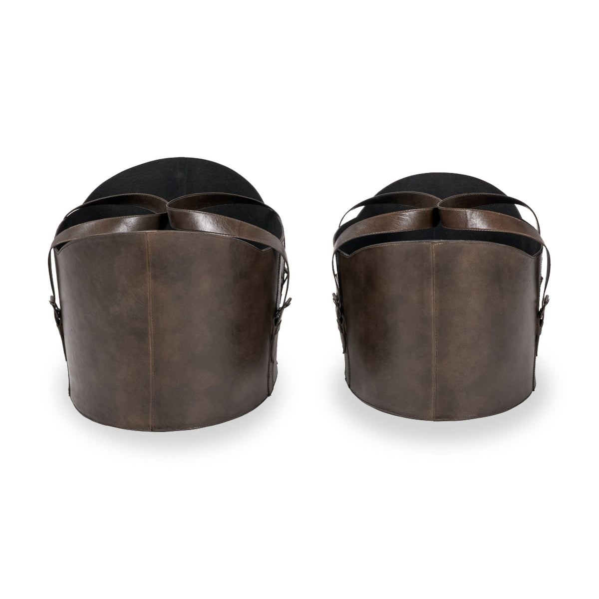 Alessio Peppercorn Leather Handled Storage Set of 2