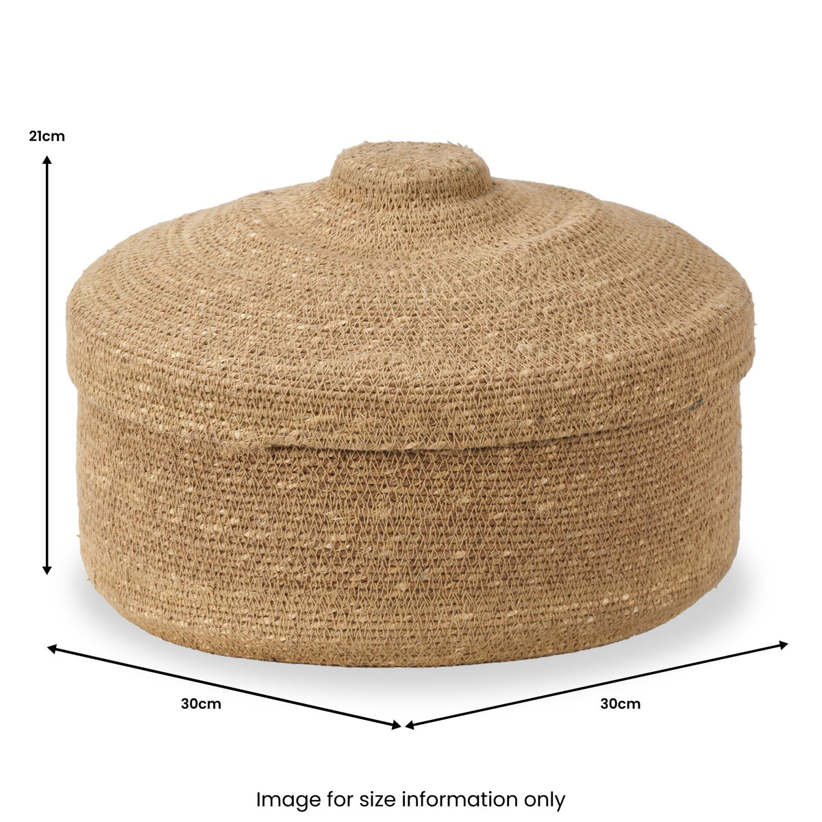 Seagrass Natural Lidded Round Basket