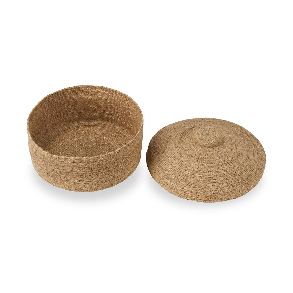 Seagrass Natural Lidded Round Basket