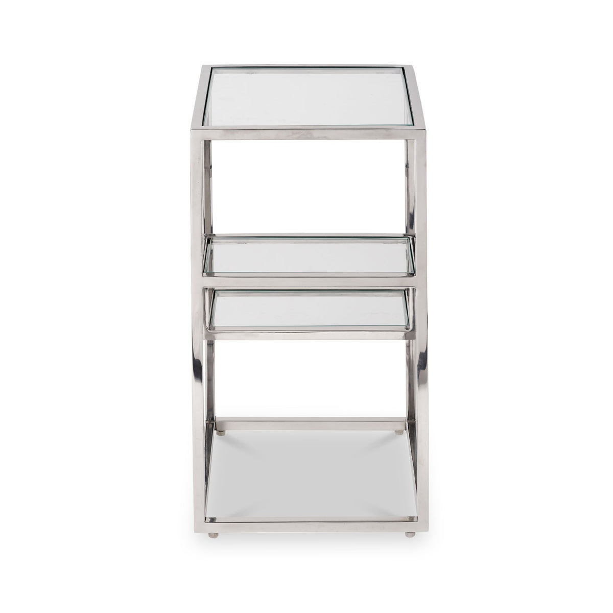 Aleandra Clear Glass and Silver Metal Side Table