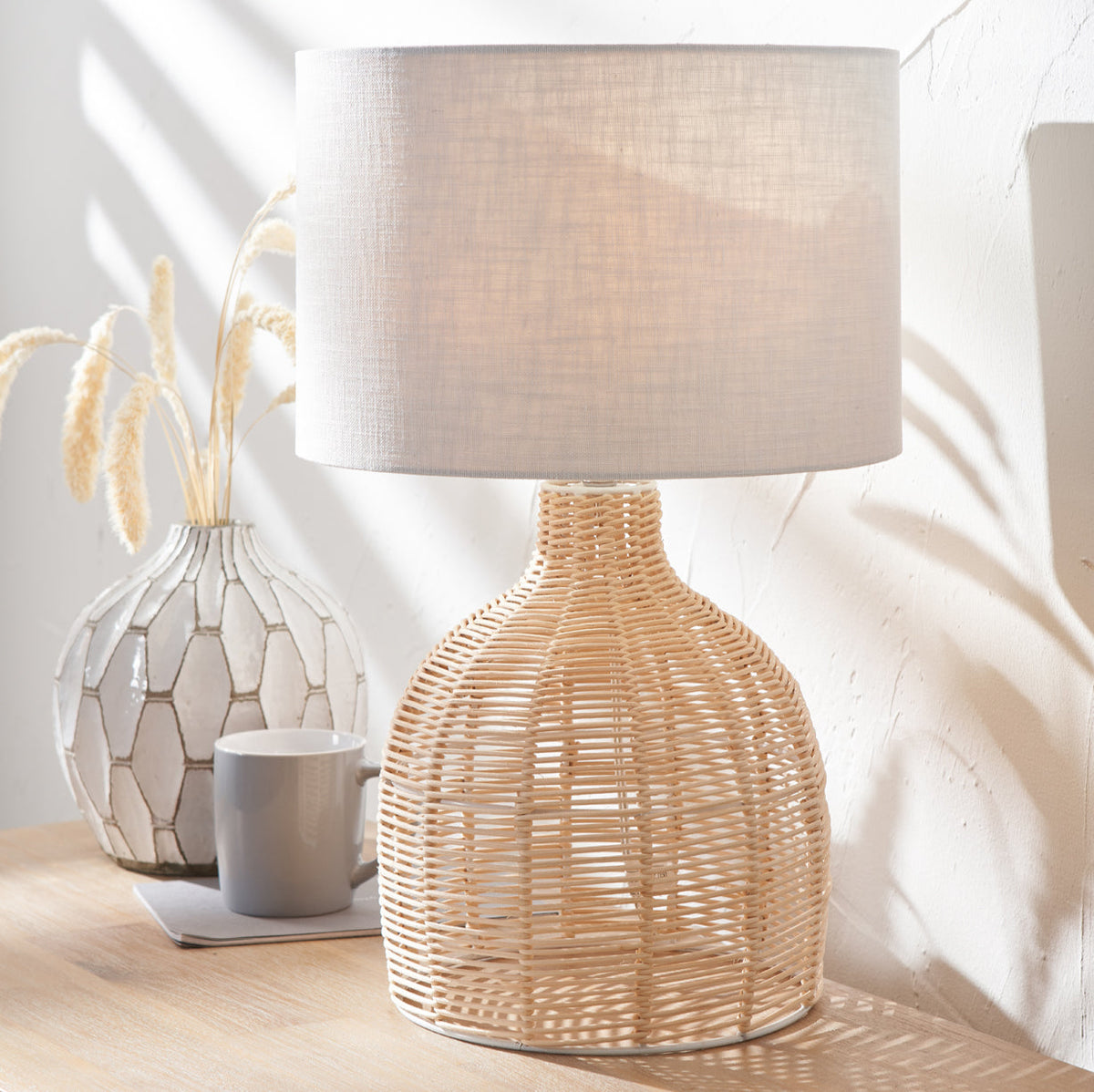 Caswell Natural Rattan Cloche Table Lamp