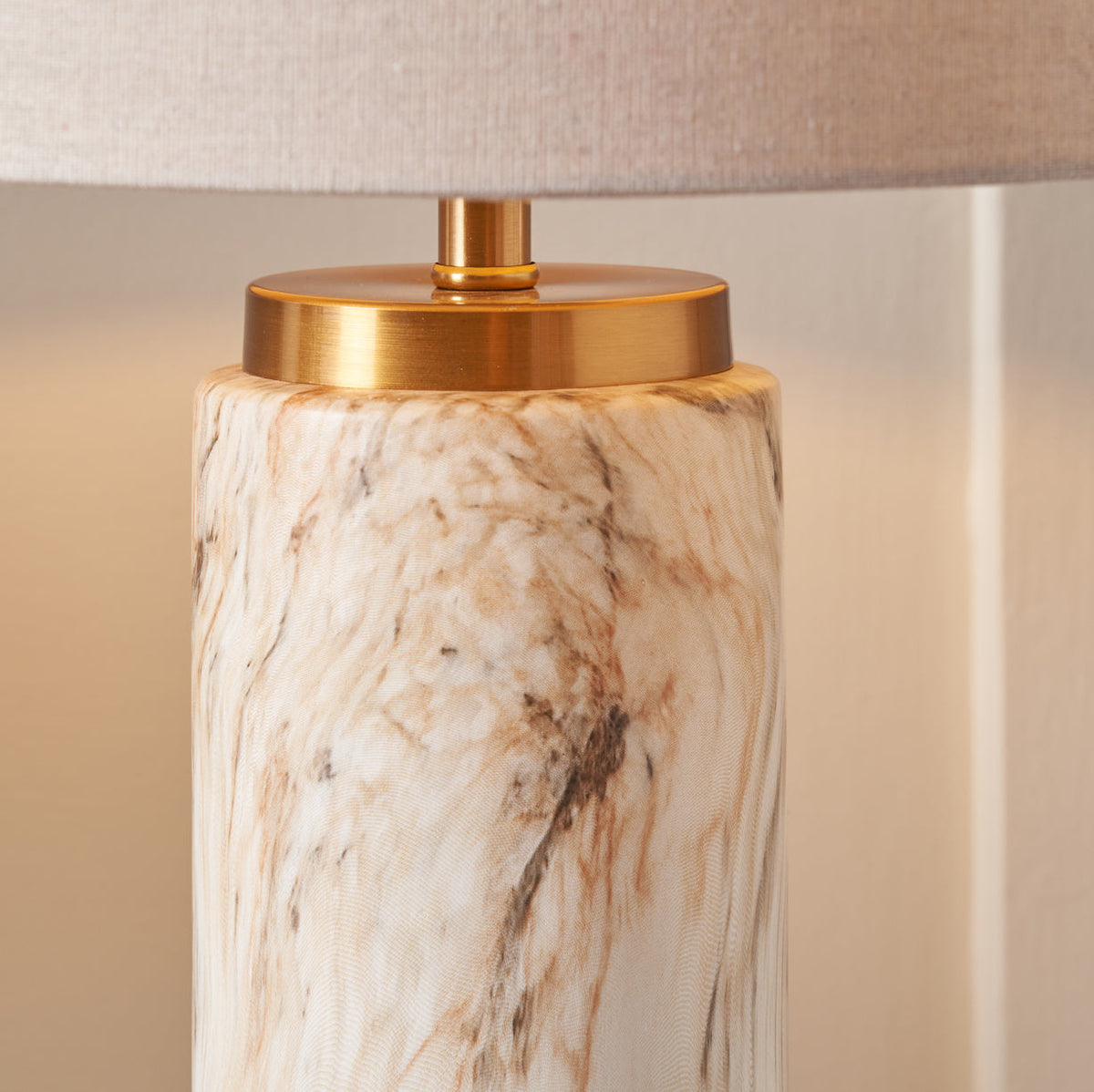Carrara Stone Effect Ceramic Tall Table Lamp