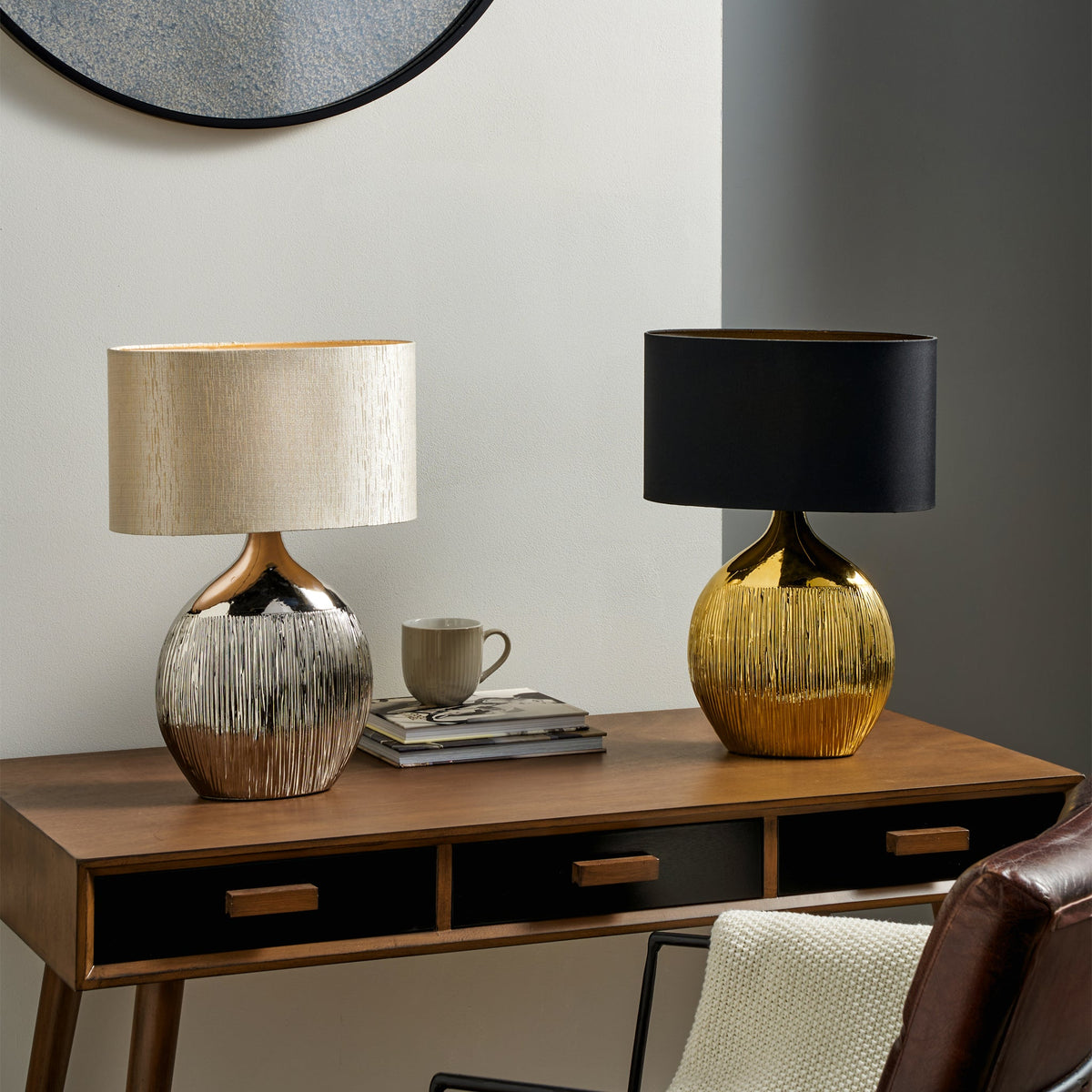 Gemini Etched Ceramic Table Lamp