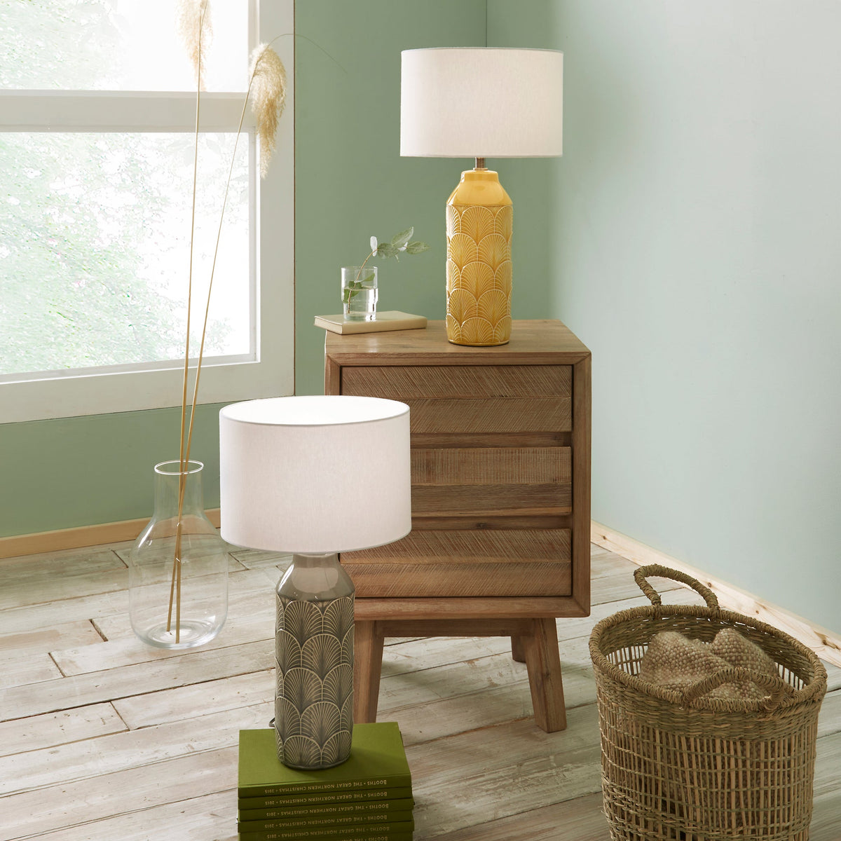 Bethan Embossed Ceramic Table Lamp