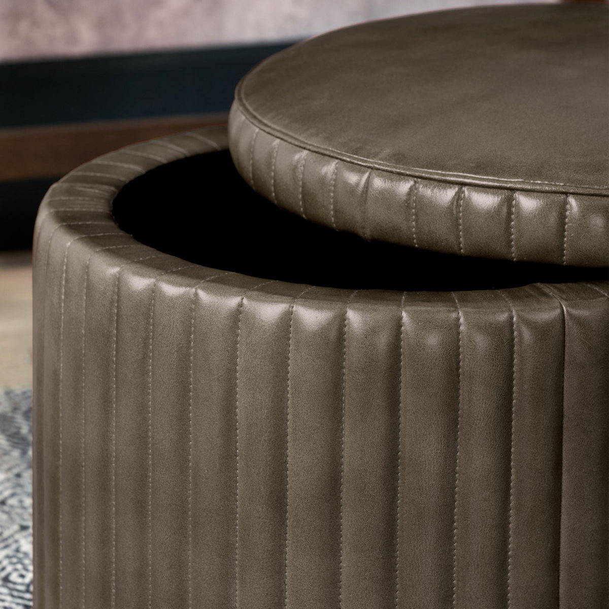 Alessandro Leather Storage Pouffe