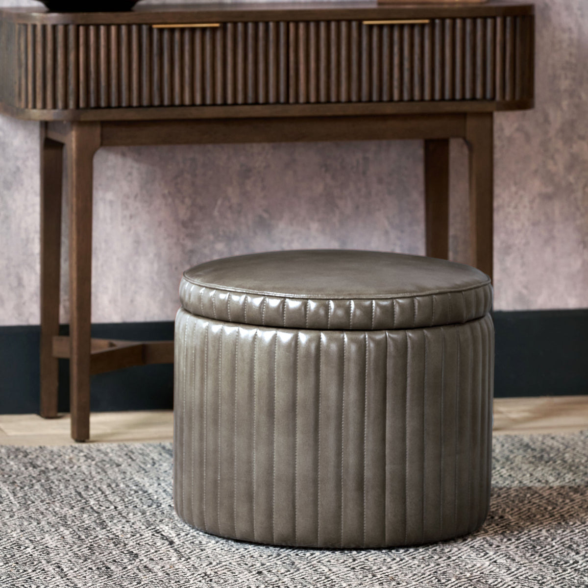 Alessandro Leather Storage Pouffe