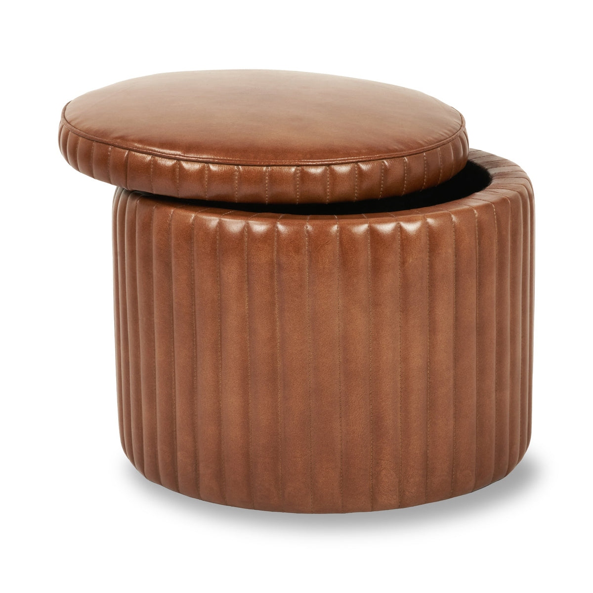 Alessandro Leather Storage Pouffe