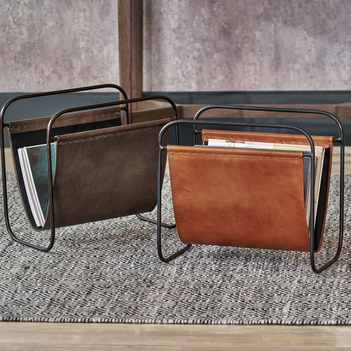Eliseo Leather Magazine Rack