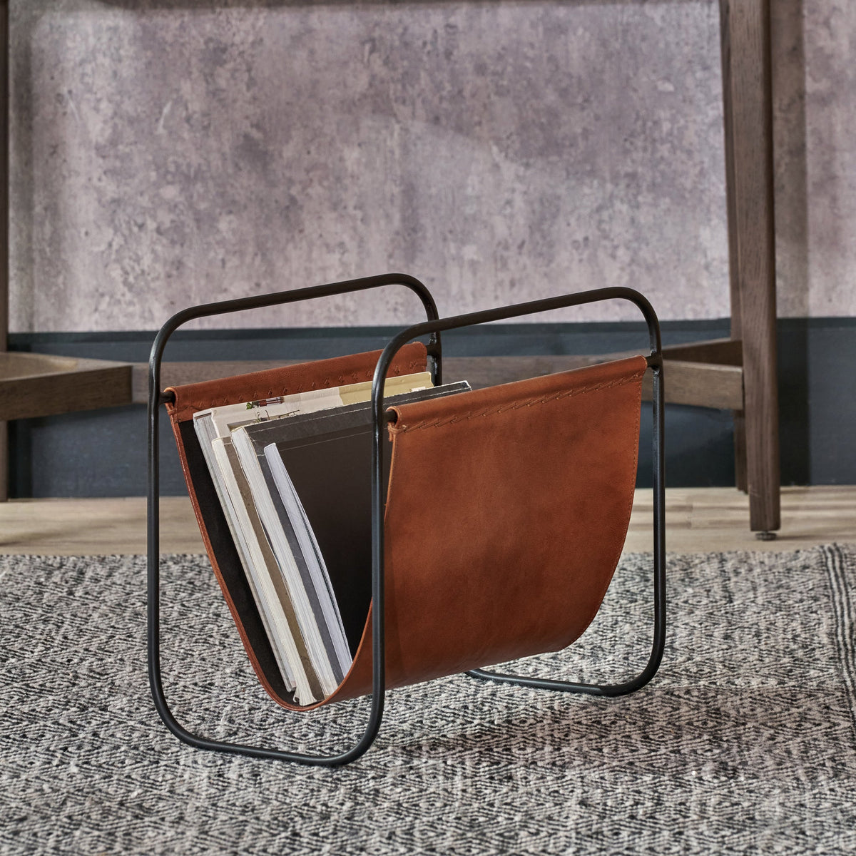 Eliseo Leather Magazine Rack