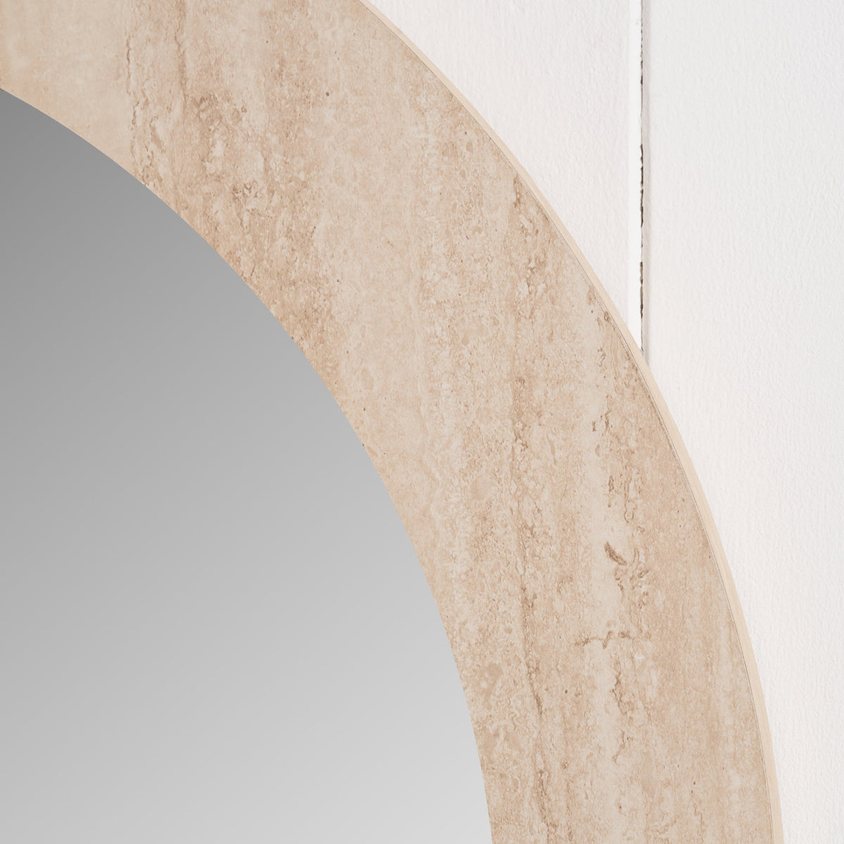 Travertine Effect Round Wall Mirror