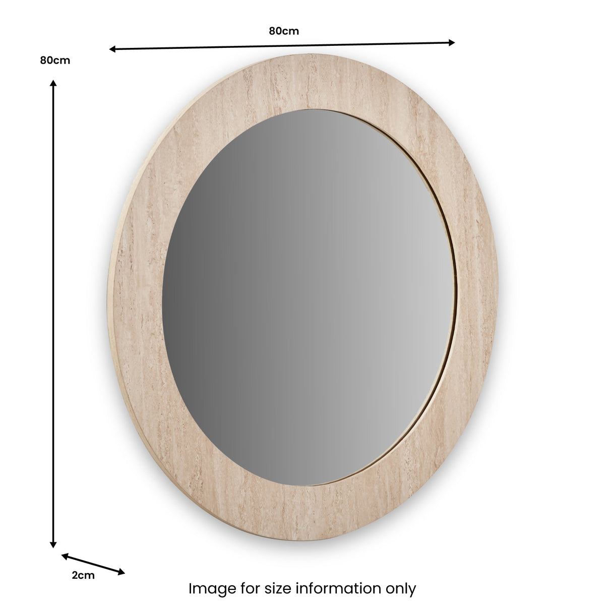 Travertine Effect Round Wall Mirror