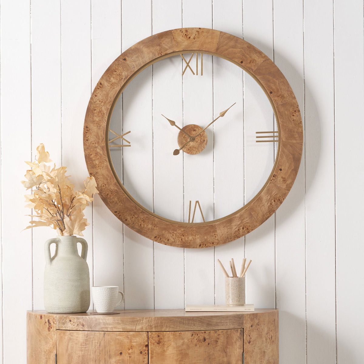 Newborough Burr Wood Effect Wall Clock