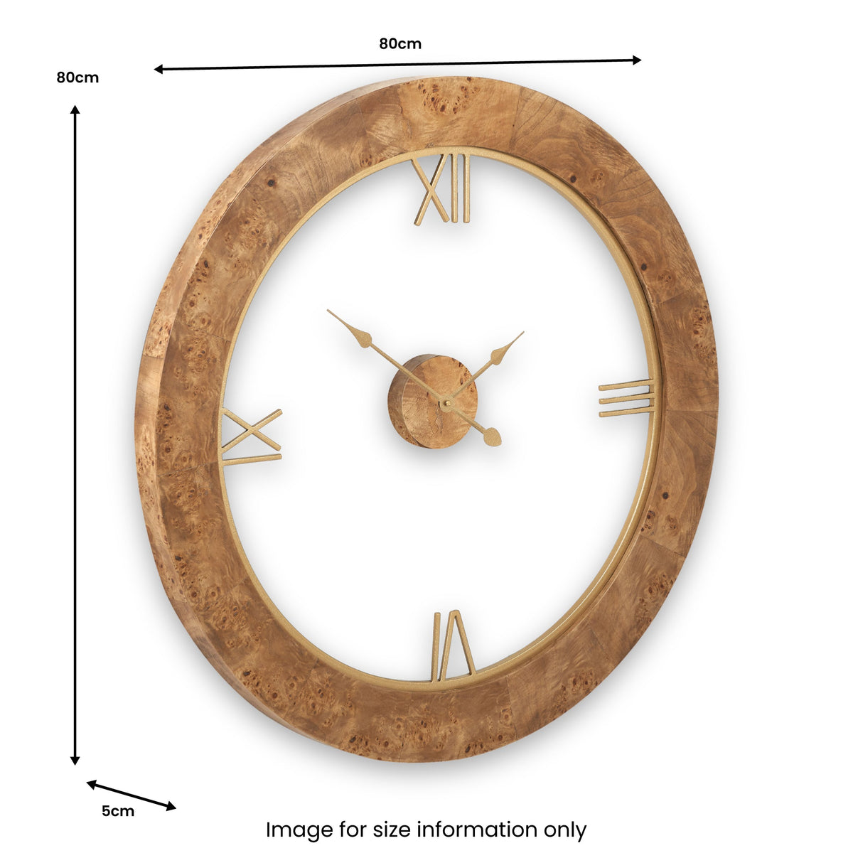 Newborough Burr Wood Effect Wall Clock