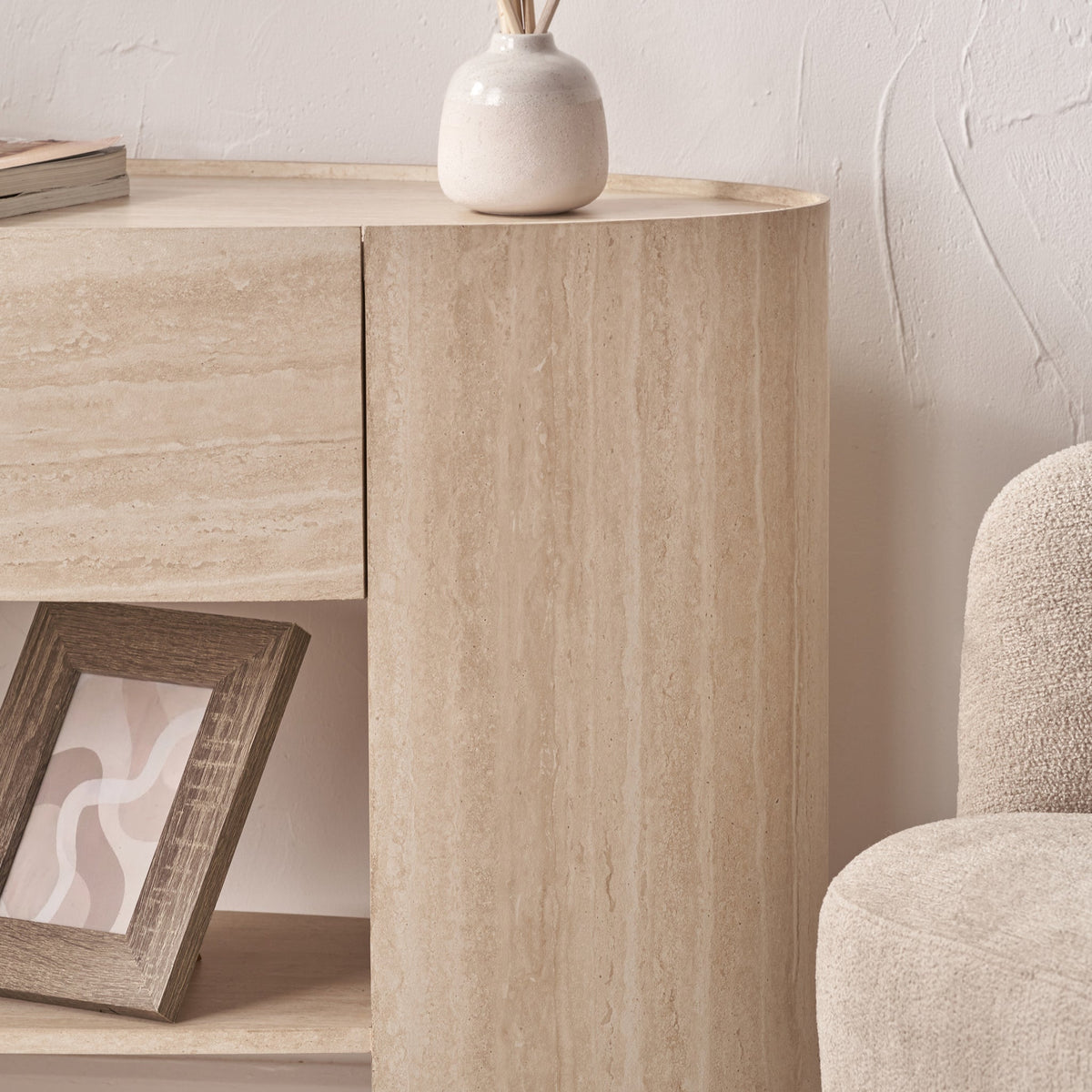 Tivoli Travertine Effect 1 Drawer Console Table