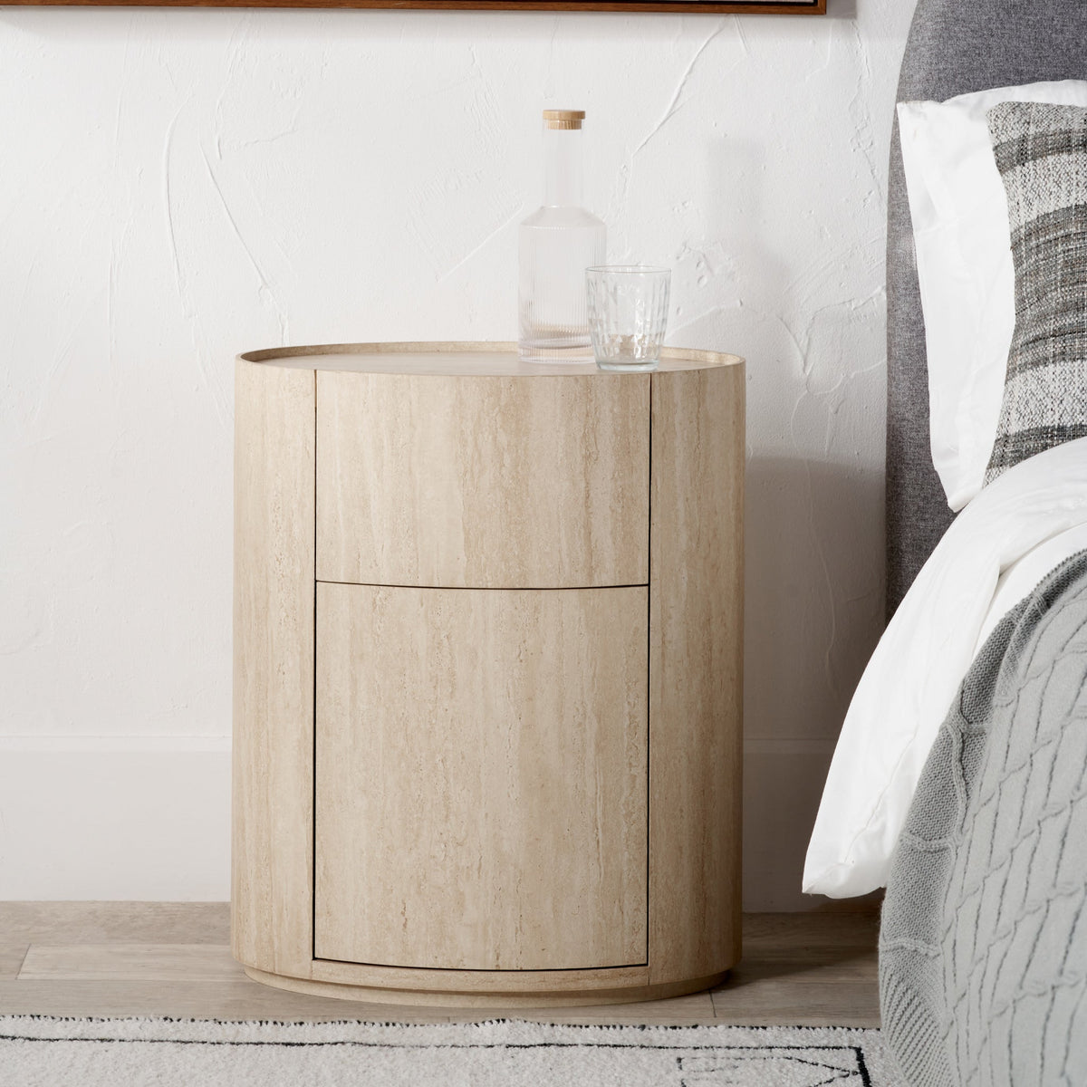 Tivoli Travertine Effect 1 Drawer Bedside Table