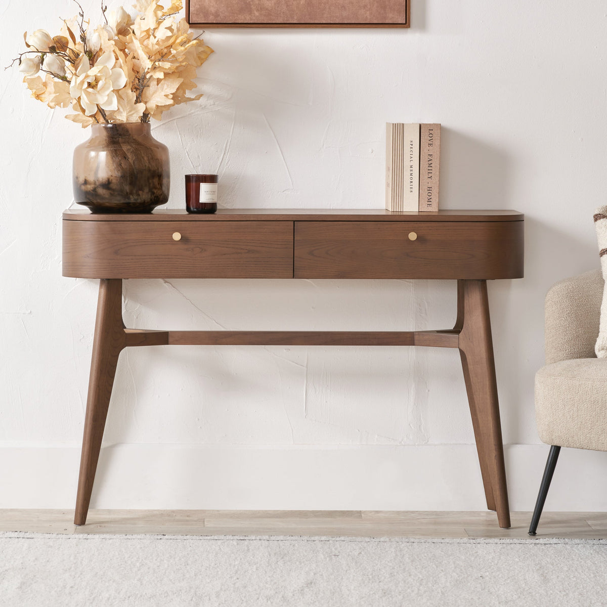 Elias Dark Ash 2 Drawer Console Table