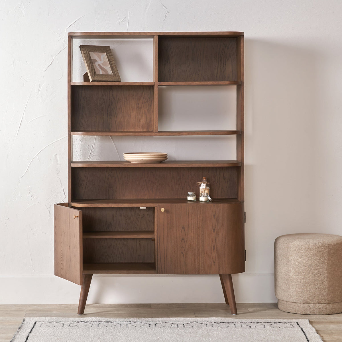 Elias Dark Ash 2 Door Shelving Unit