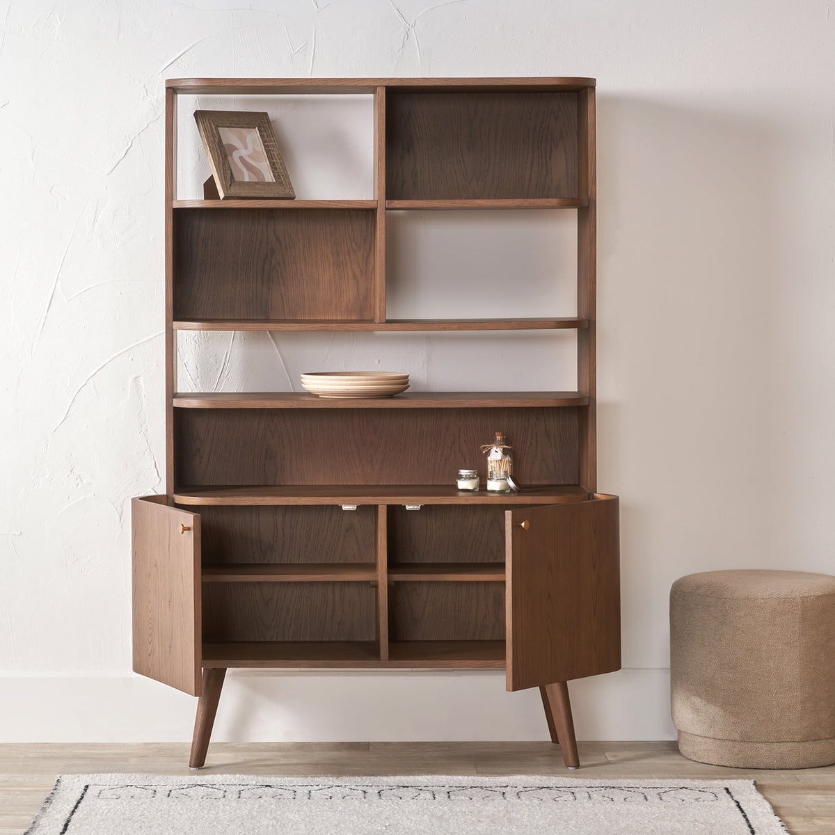Elias Dark Ash 2 Door Shelving Unit