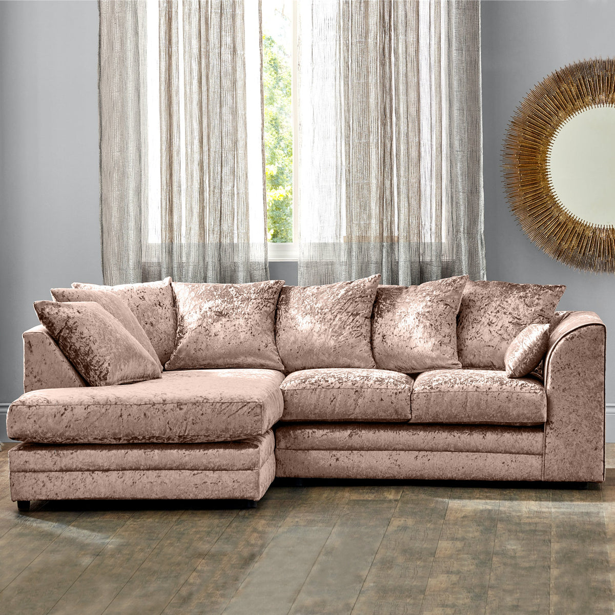Tamara Crushed Velvet Chaise Sofa