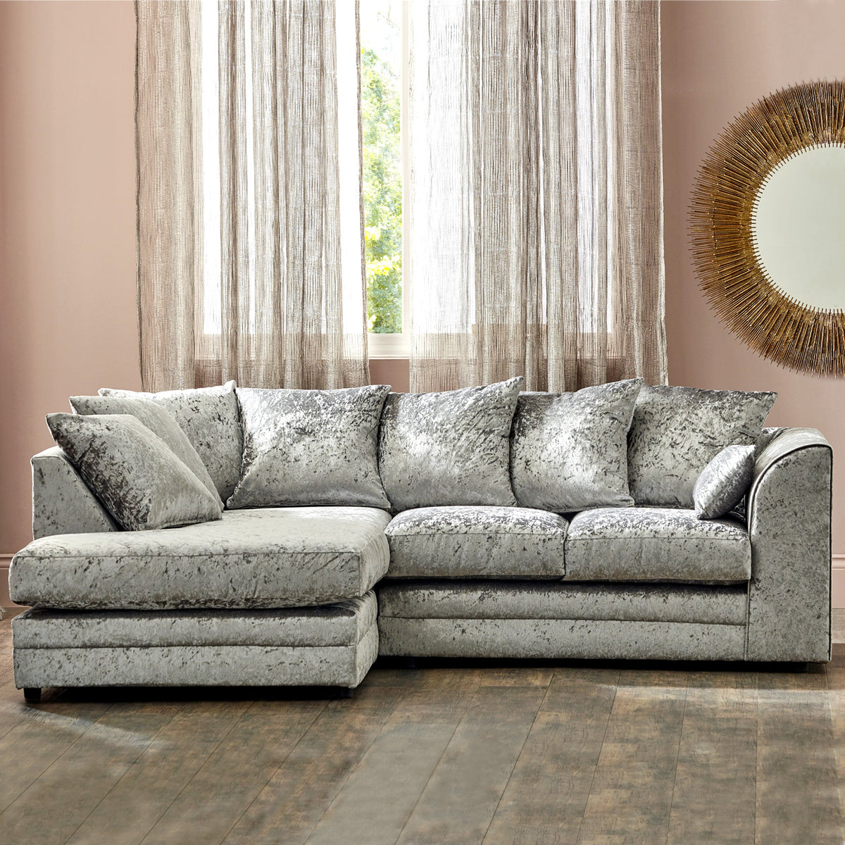 Tamara Crushed Velvet Chaise Sofa