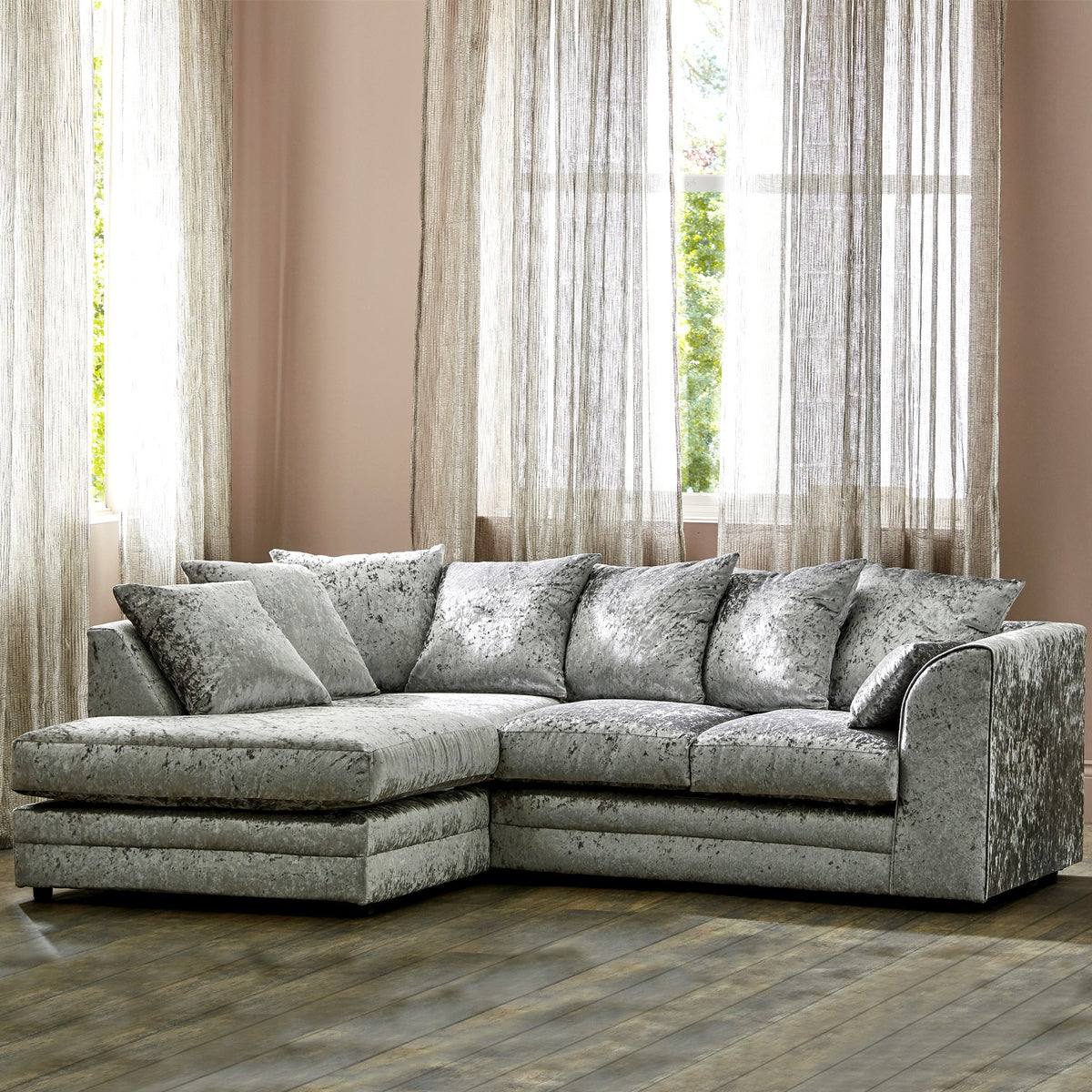 Tamara Crushed Velvet Chaise Sofa