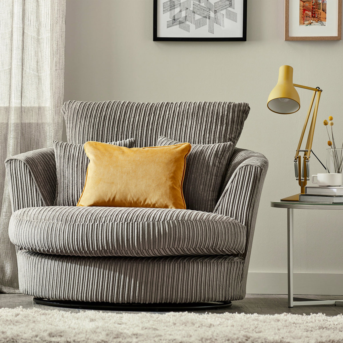 Bletchley Jumbo Cord Swivel Chair