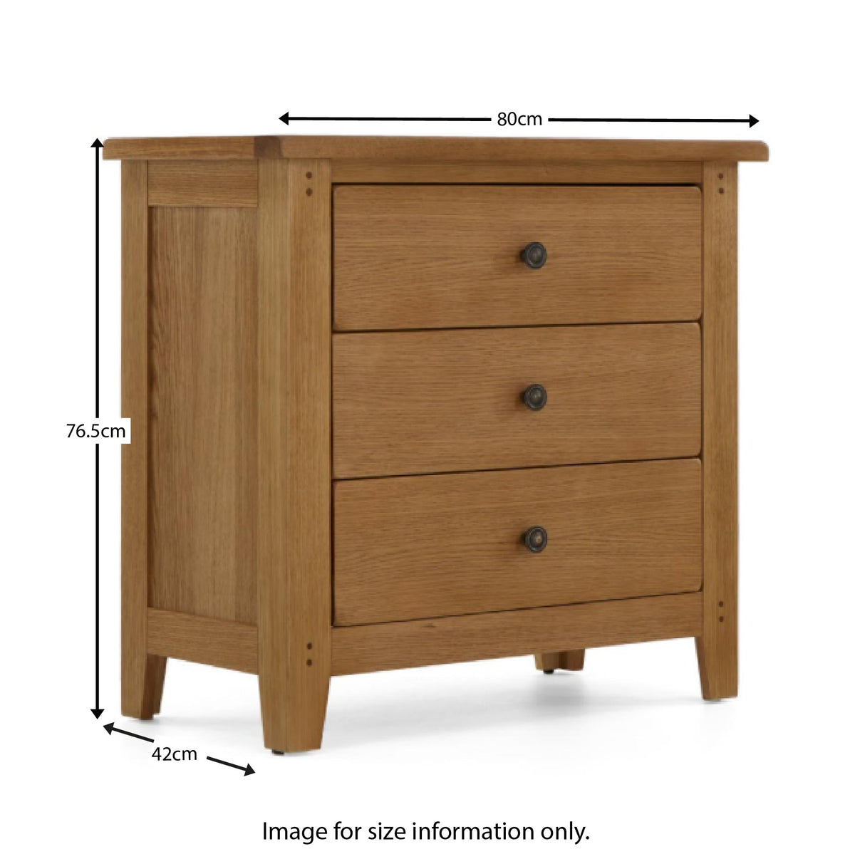 Broadway Oak 3 Drawer Chest
