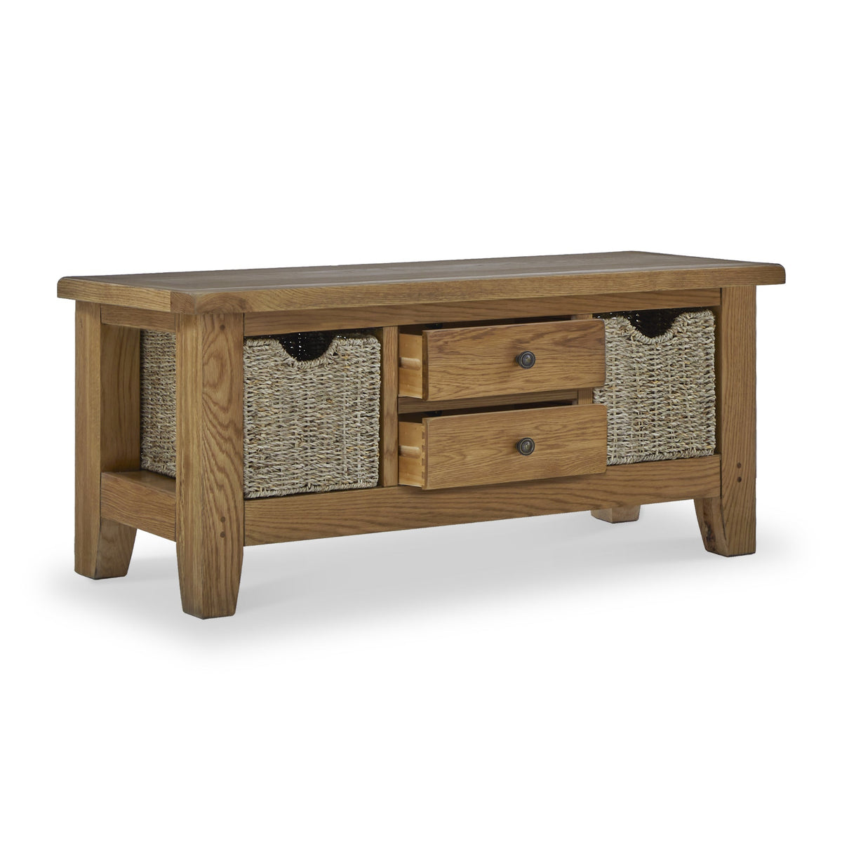 Broadway Oak Large Coffee Table with Baskets