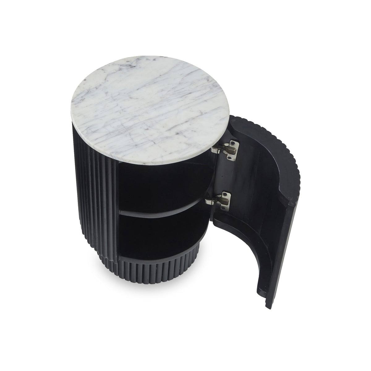 Milo Mango & Marble Fluted Side Table with Door