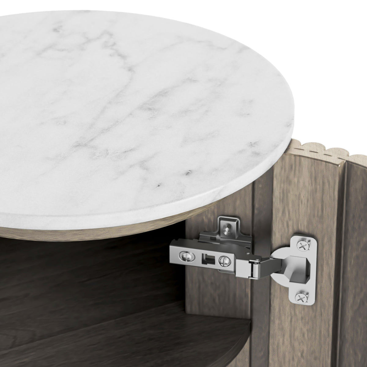 Amelie Grey Fluted Side Table with Door