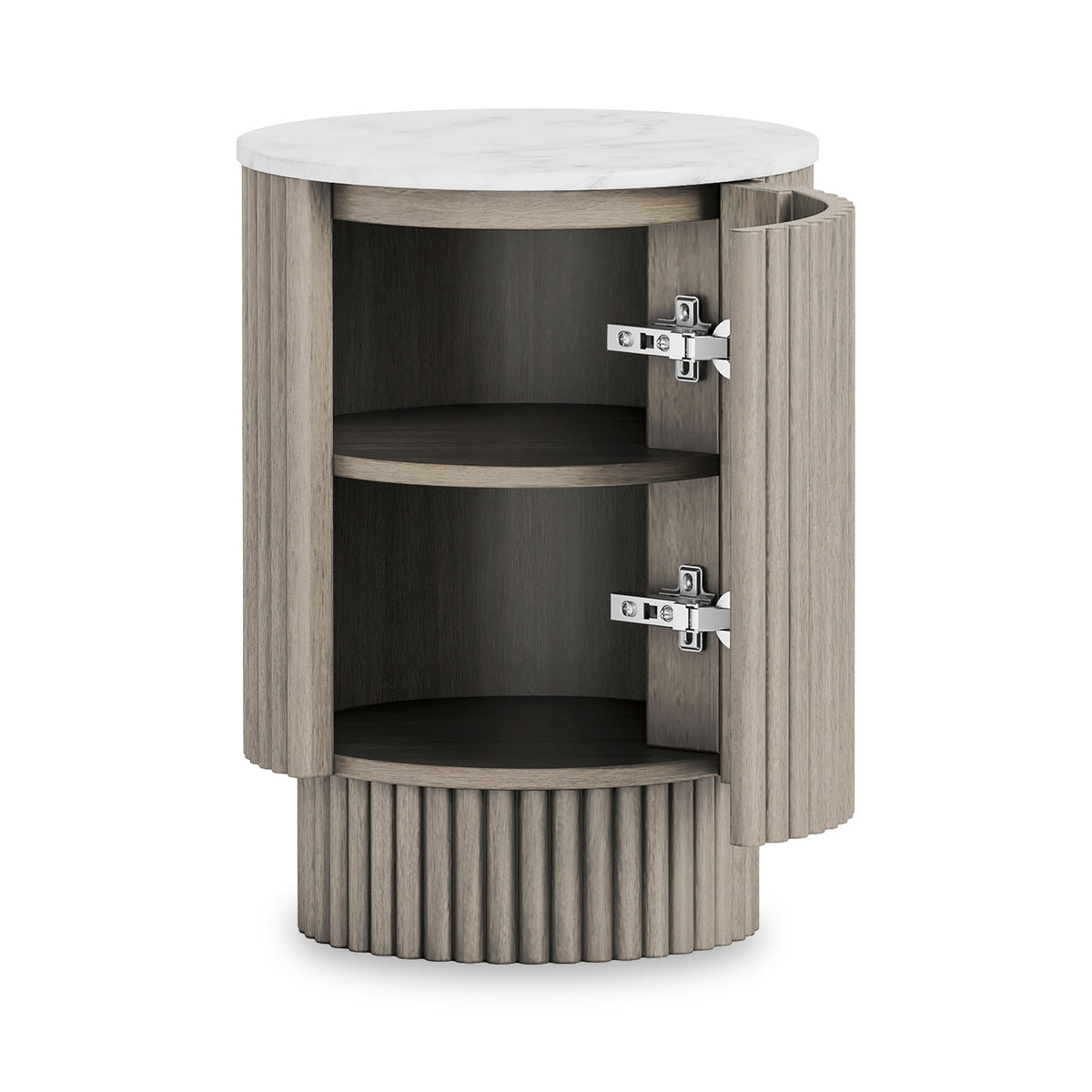 Amelie Grey Fluted Side Table with Door