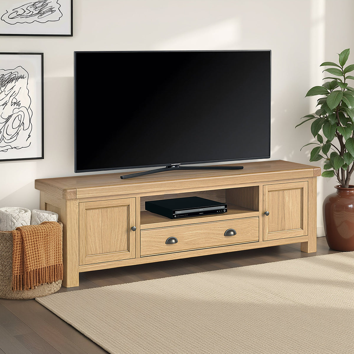 Portland Oak 190cm Extra Wide TV Unit