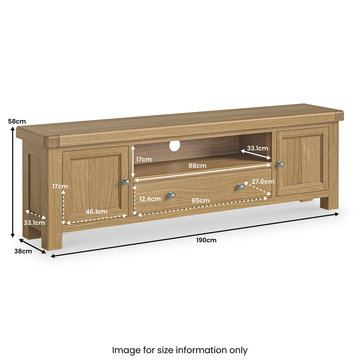 Portland Oak 190cm Extra Wide TV Unit