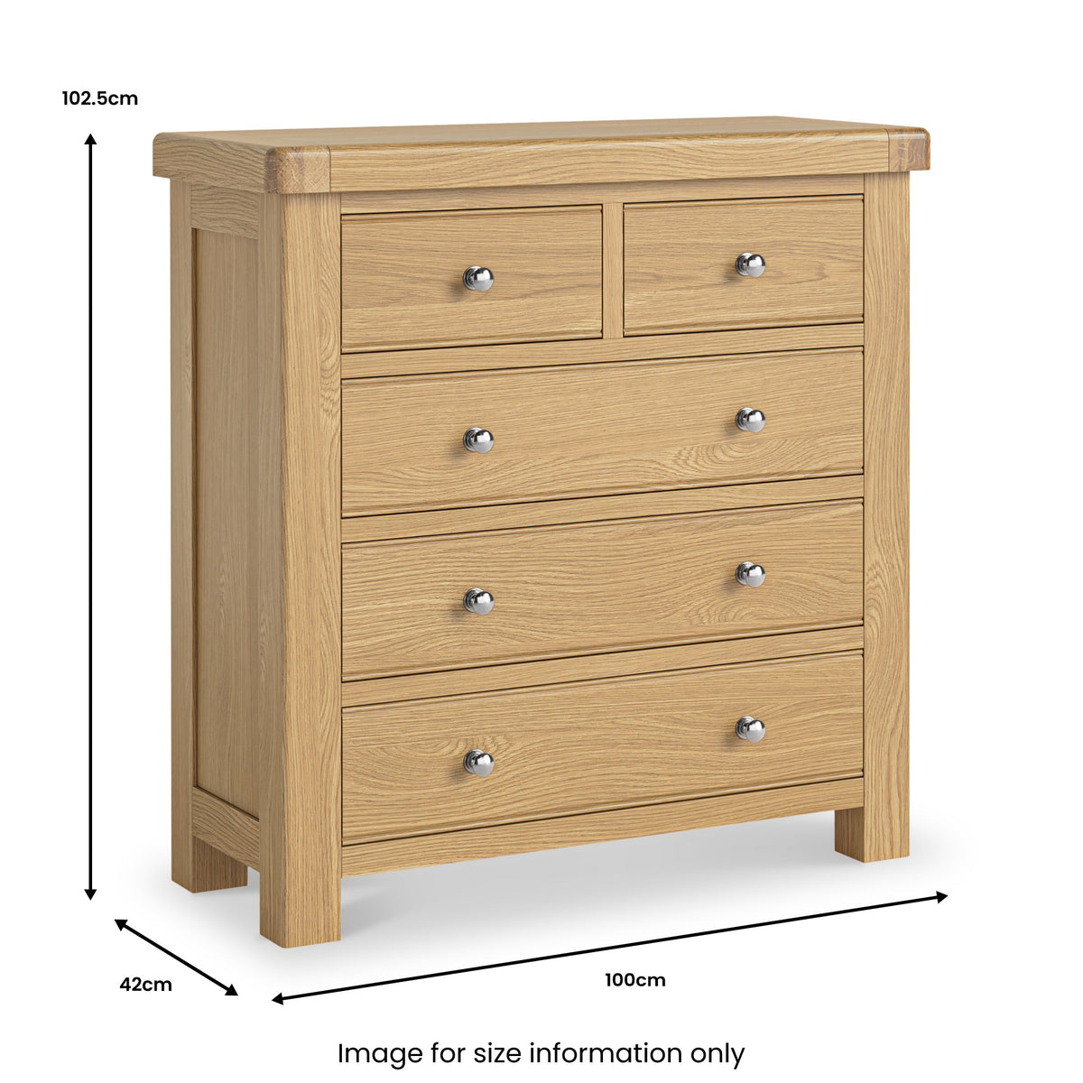 Portland Oak 2 Over 3 Drawer Chest