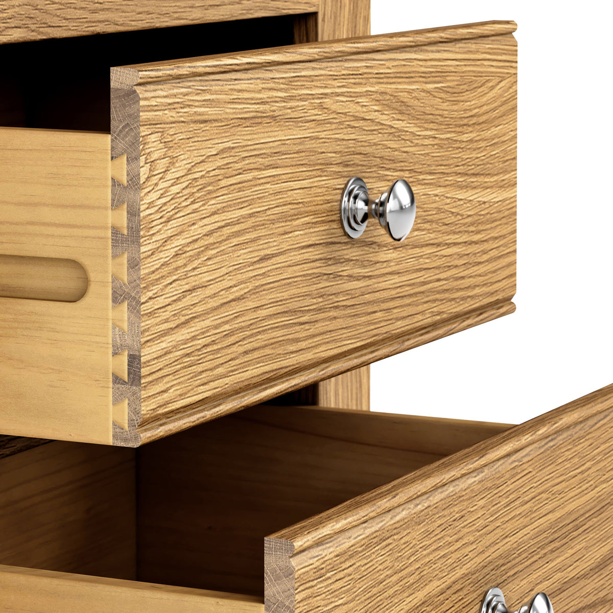 Portland Oak 5 Drawer Tallboy Chest