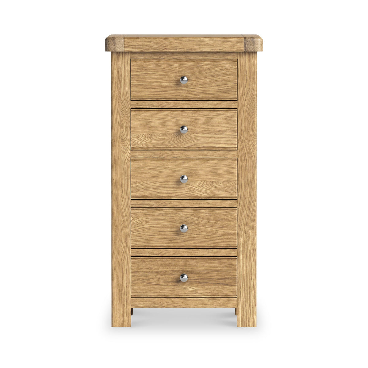 Portland Oak 5 Drawer Tallboy Chest