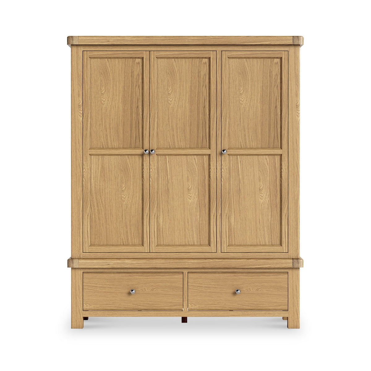 Portland Oak 2 Drawer Triple Wardrobe