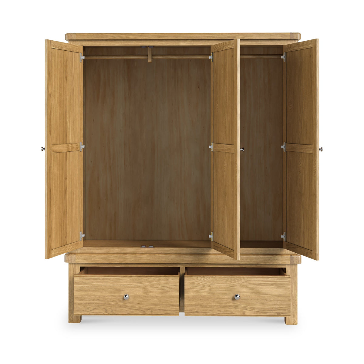 Portland Oak 2 Drawer Triple Wardrobe