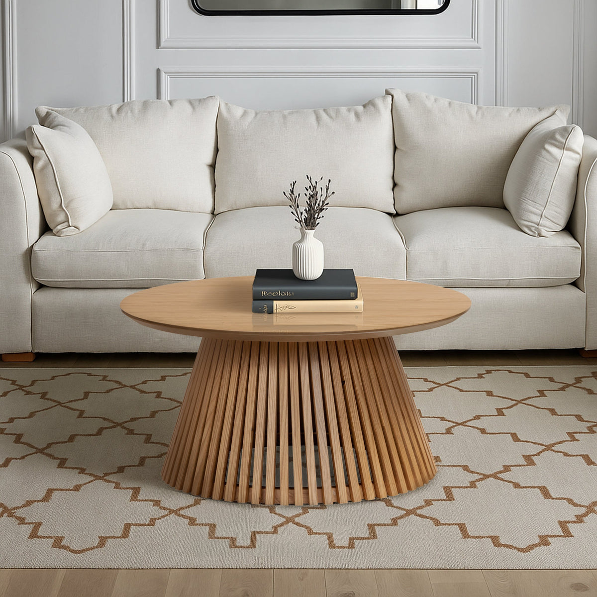 Shorwell Oak Slatted Round Coffee Table