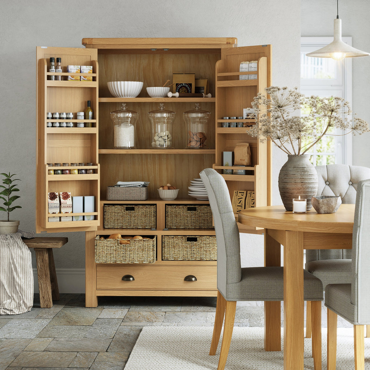 Portland Oak 5 Drawer Larder