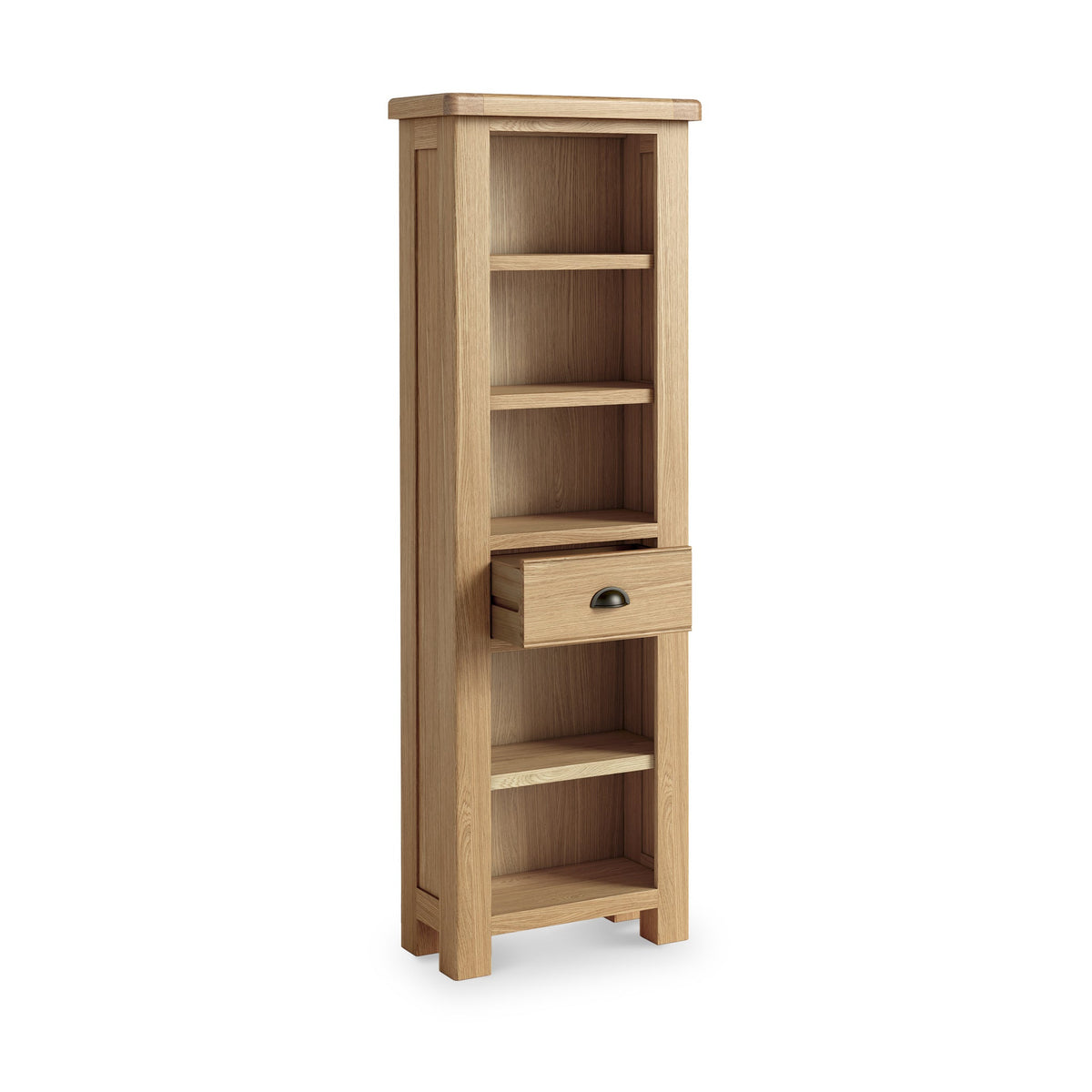 Portland Oak 5 Shelf Slim Bookcase